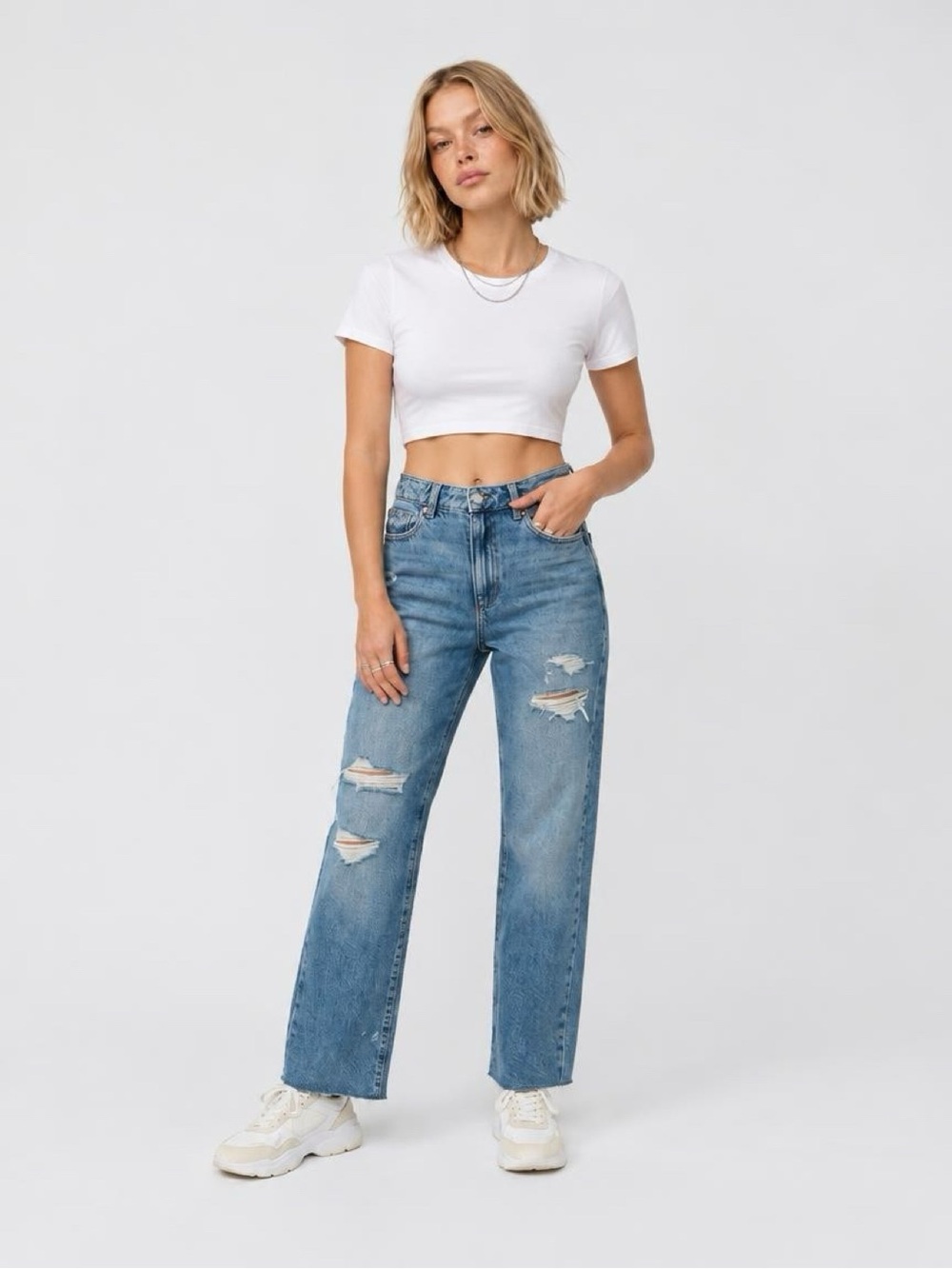 Garage Denim High Rise Distressed Wide Leg Jeans Size 0/24